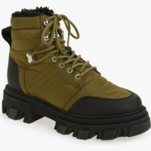 Ganni Faux Shearling-Lined Shell Hiking Boots. EU36/US6